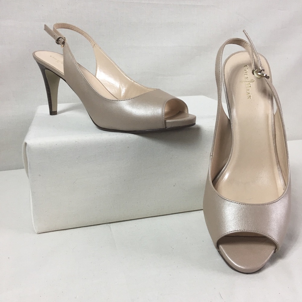 Cole Haan Peep Toe Slingback - Champagne - US 10